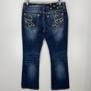 Miss Me Jeans‎ Women's Size 28 Blue JP6120B Boot Cut Low Rise Thick Stitch Y2K